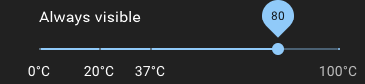 tooltip concept on a Slider component in Material Components Web.