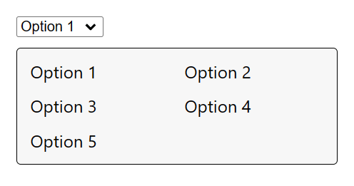 The rendering of a select element with a custom listbox