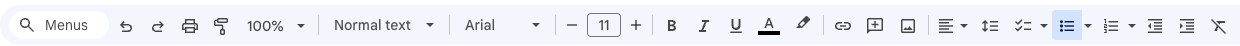 A toolbar element as seen in Google Docs.